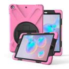 For Galaxy Tab S6 10.5 T860/T865/T867 2019  360 Degree Rotation PC + Silicone Protective Case with Holder & Hand-strap(Pink) - 1