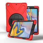 For Galaxy Tab A 8.0   T387(2018) 360 Degree Rotation PC + Silicone Protective Case with Holder & Hand-strap(Red) - 1