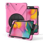 For Galaxy Tab A 8.0（2019）P200/P205  360 Degree Rotation PC + Silicone Protective Case with Holder & Hand-strap(Pink) - 1