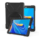 For Huawei MediaPad M6 10.8  360 Degree Rotation PC + Silicone Protective Case with Holder & Hand-strap(Black) - 1