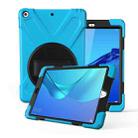 For Huawei MediaPad M5 10.8  360 Degree Rotation PC + Silicone Protective Case with Holder & Hand-strap(Light Blue) - 1