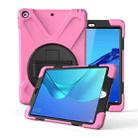 For Huawei MediaPad M5 10.8  360 Degree Rotation PC + Silicone Protective Case with Holder & Hand-strap(Pink) - 1