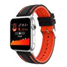 For Apple Watch Series 4 & 3 & 2 & 1 38mm Two-color Floral Pattern Silicone Wrist Strap Watch Band without body(Black + Orange) - 1