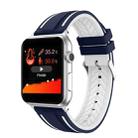 For Apple Watch Series 4 & 3 & 2 & 1 38mm Two-color Floral Pattern Silicone Wrist Strap Watch Band without body(Blue + White) - 1