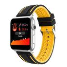 For Apple Watch Series 4 & 3 & 2 & 1 38mm Two-color Floral Pattern Silicone Wrist Strap Watch Band without body(Black + Yellow) - 1