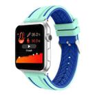 For Apple Watch Series 4 & 3 & 2 & 1 38mm Two-color Floral Pattern Silicone Wrist Strap Watch Band without body(Green + Blue) - 1