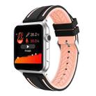 For Apple Watch Series 4 & 3 & 2 & 1 38mm Two-color Floral Pattern Silicone Wrist Strap Watch Band without body(Black + Pink) - 1