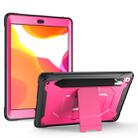 For iPad 10.2 2019 360 Degree Rotation PC + Silicone Protective Case with Holder & Hand-strap(Rose Red) - 1