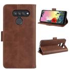 For LG K50S Double Buckle Crazy Horse Business Mobile Phone Holster with Card Wallet Bracket Function(Brown) - 1