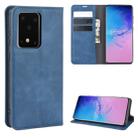 For Galaxy S20 Ultra Retro-skin Business Magnetic Suction Leather Case with Holder & Card Slots & Wallet(Dark Blue) - 1