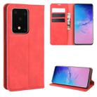 For Galaxy S20 Ultra Retro-skin Business Magnetic Suction Leather Case with Holder & Card Slots & Wallet(Red) - 1