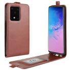 For Galaxy S20 Ultra R64 Texture Single Vertical Flip Leather Protective Case with Card Slots & Photo Frame(Brown) - 1