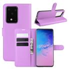 For Galaxy S20 Ultra Litchi Texture Horizontal Flip Protective Case with Holder & Card Slots & Wallet(Purple) - 1