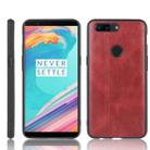 For OnePlus 5T Shockproof Sewing Cow Pattern Skin PC + PU + TPU Case(Red) - 1