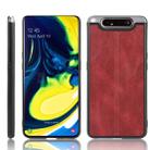 For Galaxy A80/A90 Shockproof Sewing Cow Pattern Skin PC + PU + TPU Case(Red) - 1