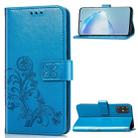 For Galaxy S20+ Four-leaf Clasp Embossed Buckle Mobile Phone Protection Leather Case with Lanyard & Card Slot & Wallet & Bracket Function(Blue) - 1