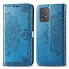 For Galaxy A91 Halfway Mandala Embossing Pattern Horizontal Flip Leather Case , with Holder & Card Slots & Wallet & Photo Frame & Lanyard(Blue) - 1