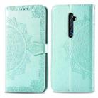 For OPPO Reno2 Z Halfway Mandala Embossing Pattern Horizontal Flip Leather Case , with Holder & Card Slots & Wallet & Photo Frame & Lanyard(Green) - 1