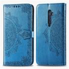 For OPPO Reno2 Halfway Mandala Embossing Pattern Horizontal Flip Leather Case , with Holder & Card Slots & Wallet & Photo Frame & Lanyard(Blue) - 1