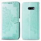 For LG G8X ThinQ Halfway Mandala Embossing Pattern Horizontal Flip Leather Case , with Holder & Card Slots & Wallet & Photo Frame & Lanyard(Green) - 1