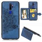 For Oppo A9（2020） Mandala Embossed Magnetic Cloth PU + TPU + PC Case with Holder & Card Slots & Wallet & Photo Frame & Strap(Blue) - 1