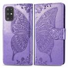 For Galaxy S20+ Butterfly Love Flower Embossed Horizontal Flip Leather Case with Bracket / Card Slot / Wallet / Lanyard(Light Purple) - 1