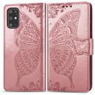 For Galaxy S20+ Butterfly Love Flower Embossed Horizontal Flip Leather Case with Bracket / Card Slot / Wallet / Lanyard(Rose Gold) - 1