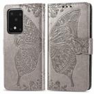 For Samsung Galaxy S20 Ultra Butterfly Love Flower Embossed Horizontal Flip Leather Case with Bracket / Card Slot / Wallet / Lanyard(Gray) - 1