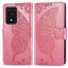 For Samsung Galaxy S20 Ultra Butterfly Love Flower Embossed Horizontal Flip Leather Case with Bracket / Card Slot / Wallet / Lanyard(Pink) - 1