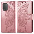For Galaxy A91 Butterfly Love Flower Embossed Horizontal Flip Leather Case with Bracket / Card Slot / Wallet / Lanyard(Rose Gold) - 1