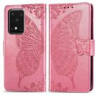 For Galaxy S20 Ultra Butterfly Love Flowers Embossing Horizontal Flip Leather Case with Holder & Card Slots & Wallet & Lanyard(Pink) - 1