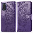 For Galaxy S20 Butterfly Love Flowers Embossing Horizontal Flip Leather Case with Holder & Card Slots & Wallet & Lanyard(Dark Purple) - 1