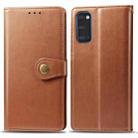 For Galaxy S20 Retro Solid Color Leather Buckle Mobile Phone Protection Leather Case with Photo Frame & Card Slot & Wallet & Bracket Function(Brown) - 1