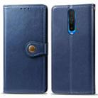 For Xiaomi Redmi K30 Retro Solid Color Leather Buckle Mobile Phone Protection Leather Case with Photo Frame & Card Slot & Wallet & Bracket Function(Blue) - 1