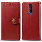 For Xiaomi Redmi K30 Retro Solid Color Leather Buckle Mobile Phone Protection Leather Case with Photo Frame & Card Slot & Wallet & Bracket Function(Red) - 1