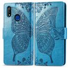 For OPPO Realme 3 Butterfly Love Flower Embossed Horizontal Flip Leather Case with Bracket / Card Slot / Wallet / Lanyard(Blue) - 1