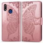 For OPPO Realme 3 Butterfly Love Flower Embossed Horizontal Flip Leather Case with Bracket / Card Slot / Wallet / Lanyard(Rose Gold) - 1