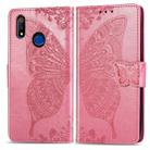 For OPPO Realme 3 Butterfly Love Flower Embossed Horizontal Flip Leather Case with Bracket / Card Slot / Wallet / Lanyard(Pink) - 1