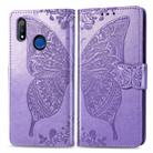 For OPPO Realme 3 Pro Butterfly Love Flower Embossed Horizontal Flip Leather Case with Bracket / Card Slot / Wallet / Lanyard(Light Purple) - 1