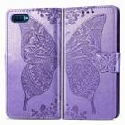 For OPPO K1 Butterfly Love Flower Embossed Horizontal Flip Leather Case with Bracket / Card Slot / Wallet / Lanyard(Light Purple) - 1