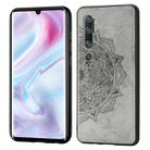 For Xiaomi Mi Note10 Pro / Note10 Embossed Mandala Pattern PC + TPU + Fabric Phone Case with Lanyard & Magnetic(Gray) - 1