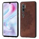 For Xiaomi Mi Note10 Pro / Note10 Embossed Mandala Pattern PC + TPU + Fabric Phone Case with Lanyard & Magnetic(Brown) - 1