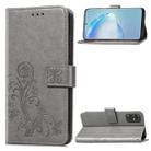 For Galaxy S20+ Lucky Clover Pressed Flowers Pattern Leather Case with Holder & Card Slots & Wallet & Hand Strap(Gray) - 1