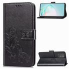 For Galaxy S10 Lite / A91 / M80s Lucky Clover Pressed Flowers Pattern Leather Case with Holder & Card Slots & Wallet & Hand Strap(Black) - 1