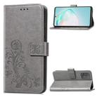 For Galaxy S10 Lite / A91 / M80s Lucky Clover Pressed Flowers Pattern Leather Case with Holder & Card Slots & Wallet & Hand Strap(Gray) - 1