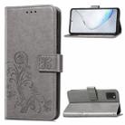For Galaxy Note10 Lite/A81/M60s Lucky Clover Pressed Flowers Pattern Leather Case with Holder & Card Slots & Wallet & Hand Strap(Gray) - 1