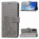 For Galaxy S20 Lucky Clover Pressed Flowers Pattern Leather Case with Holder & Card Slots & Wallet & Hand Strap(Gray) - 1