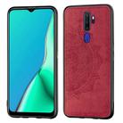 For Oppo A9 (2020) / A5 (2020) Mandala Embossed Cloth Cover PC + TPU Mobile Phone Case with Magnetic Function and Hand Strap(Red) - 1