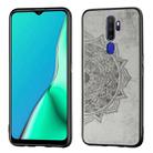 For Oppo A9 (2020) / A5 (2020) Mandala Embossed Cloth Cover PC + TPU Mobile Phone Case with Magnetic Function and Hand Strap(Gray) - 1