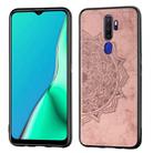 For Oppo A9 (2020) / A5 (2020) Mandala Embossed Cloth Cover PC + TPU Mobile Phone Case with Magnetic Function and Hand Strap(Rose Gold) - 1